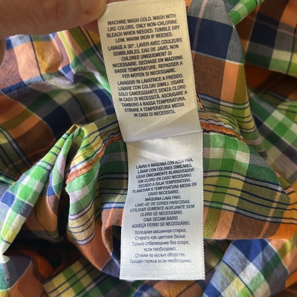 Ralph Lauren boys dress shirt size 7 orange,blue,green,yellow,white stripes - Picture 11 of 12